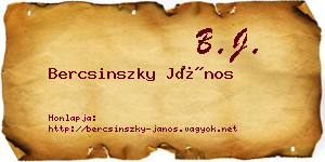 Bercsinszky János névjegykártya